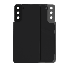 Back Cover Glass With Camera Lens Compatible For Samsung Galaxy S21 Plus (No Logo) (Aftermarket Plus) (Phantom Black)