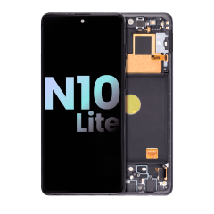 OLED Assembly With Frame Compatible For Samsung Galaxy Note 10 Lite (Service Pack) (Aura Black)