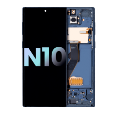 OLED Assembly With Frame Compatible For Samsung Galaxy Note 10 (Service Pack) (Aura Glow / Silver)