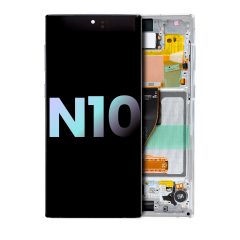 OLED Assembly With Frame Compatible For Samsung Galaxy Note 10 (Service Pack) (Aura White)