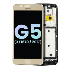 LCD Assembly With Frame Compatible For Motorola Moto G5 (XT1670 / 2017) (Genuine OEM) (Gold)