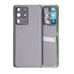 Back Cover Glass With Camera Lens Compatible For Samsung Galaxy S20 Ultra (No Logo) (Aftermarket Plus) (Cosmic Gray)