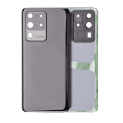 Back Cover Glass With Camera Lens Compatible For Samsung Galaxy S20 Ultra (No Logo) (Aftermarket Plus) (Cosmic Black)