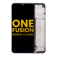 LCD Assembly With Frame Compatible For Motorola One Fusion (XT2073-2 / 2020) (Refurbished) (Black)