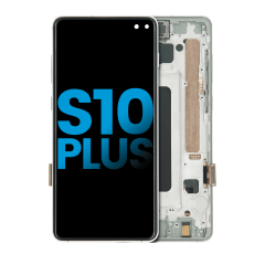 LCD Assembly With Frame (Without Finger Print Sensor) For Samsung Galaxy S10 Plus (Aftermarket Plus: TFT) (Prism White)