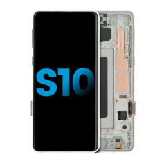 LCD Assembly With Frame (Without Finger Print Sensor) For Samsung Galaxy S10 (Aftermarket Plus: TFT) (Prism White)