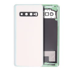 Back cover Glass With Camera Lens Compatible For Samsung Galaxy S10 (No Logo) (Aftermarket Plus) (Prism White)
