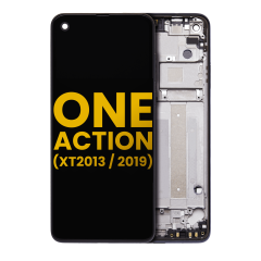 LCD Assembly With Frame Compatible For Motorola One Action (XT2013 / 2019) (Refurbished) (Denim Blue)