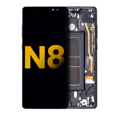 OLED Assembly With Frame Compatible For Samsung Galaxy Note 8 (Refurbished) (Midnight Black)