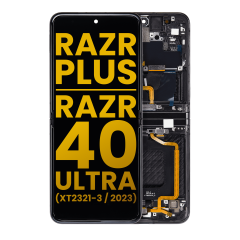 Inner OLED Assembly With Frame For Motorola Moto Razr Plus 2023 / Razr 40 Ultra (XT2321 / 2023) (Refurbished) (Infinite Black)