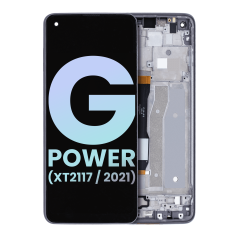 LCD Assembly With Frame Compatible For Motorola Moto G Power (XT2117 / 2021) (Genuine OEM) (Flash Gray)