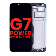 LCD Assembly With Frame Compatible For Motorola Moto G7 Power (XT1955-2/4/7 / 2019) (International Version) (154MM) (Aftermarket Plus) (Marine Blue)