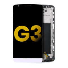 LCD Assembly With Frame Compatible For LG G3 (Refurbished) (White)