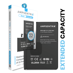 Extended Capacity Replacement Battery Compatible For iPhone 15 Pro Max (AmpSentrix Basic Extended)