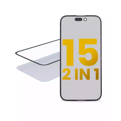 2 in 1 (Front Glass + OCA Pre-Installed) Compatible For iPhone 15 (2 Pack) (OCA Master)