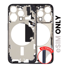 Mid-Frame Housing  W/ Small Parts For iPhone 15 Pro (US Version) (Used OEM Pull: Grade B) (Blue Titanium)