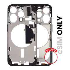 Mid-Frame Housing  W/ Small Parts For iPhone 15 Pro (US Version) (Used OEM Pull: Grade B) (Black Titanium)