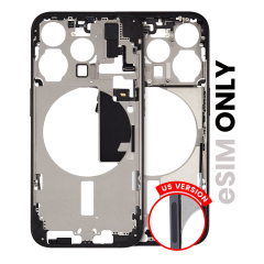 Mid-Frame Housing  W/ Small Parts For iPhone 15 Pro (US Version) (Used OEM Pull: Grade A) (Black Titanium)