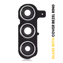 Back Camera Lens With Cover Bezel Ring Compatible For Samsung Galaxy S24 Plus 5G (Marble Gray)