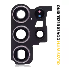 Back Camera Lens With Cover Bezel Ring Compatible For Samsung Galaxy S23 Ultra 5G (Lavender)