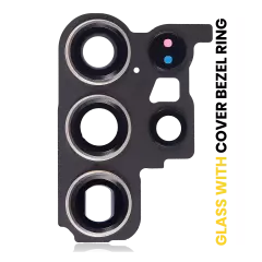 Back Camera Lens With Cover Bezel Ring Compatible For Samsung Galaxy S23 Ultra 5G (Phantom Black)