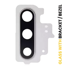 Back Camera Lens With Bracket / Bezel Compatible For Samsung Galaxy Note 10 (Aura Glow / Silver)
