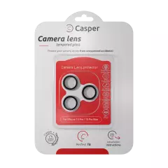 Casper Camera Lens Protector Compatible For iPhone 15 Pro / 15 Pro Max (Silver) (Clear)
