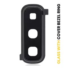 Back Camera Lens With Cover Bezel Ring Compatible For Samsung Galaxy Fold 4G / 5G (Cosmos Black)