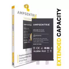 Replacement Battery Compatible For iPhone 15 Plus (Spot Welding Required) (AmpSentrix Core Extended)