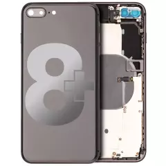 Back Housing W/ Small Components Pre-Installed For iPhone 8 Plus (Used OEM Pull: Grade B) (Space Gray)