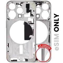 Mid-Frame Housing  W/ Small Parts For iPhone 15 Pro (US Version) (Used OEM Pull: Grade A) (White Titanium)
