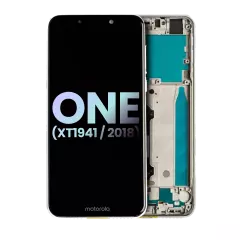 LCD Assembly With Frame For Motorola One (XT1941 / 2018) (Genuine OEM) (White)