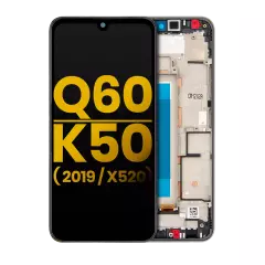 LCD Assembly With Frame Compatible For LG Q60 (Single Card Version) / K50 (2019 / X520) (Refurbished) (Silver)
