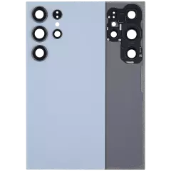 Back Cover Glass With Camera Lens Compatible For Samsung Galaxy S24 Ultra 5G (No Logo) (Aftermarket Plus) (Titanium Blue)
