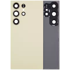 Back Cover Glass With Camera Lens Compatible For Samsung Galaxy S24 Ultra 5G (No Logo) (Aftermarket Plus) (Titanium Yellow)