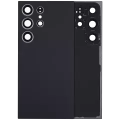 Back Cover Glass With Camera Lens Compatible For Samsung Galaxy S24 Ultra 5G (No Logo) (Aftermarket Plus) (Titanium Black)