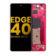 OLED Assembly With Frame Compatible For Motorola Moto Edge 40 (XT2303-3 / 2023) (Refurbished) (Viva Magenta)