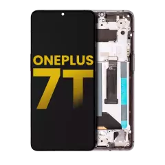 OLED Assembly With Frame Compatible For OnePlus 7T (Refurbished) (Frosted Silver)