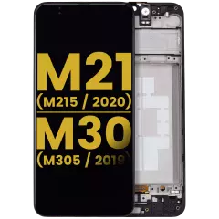 OLED Assembly With Frame Compatible For Samsung Galaxy M21 (M215 / 2020) / M30 (M305 / 2019) (Refurbished) (Black)