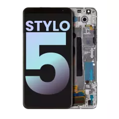 LCD Assembly With Frame Compatible For LG Stylo 5 (Genuine OEM) (Silvery White)