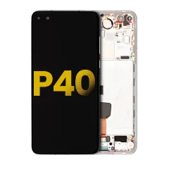 OLED Assembly With Frame Compatible For Huawei P40 (Refurbished) (White)