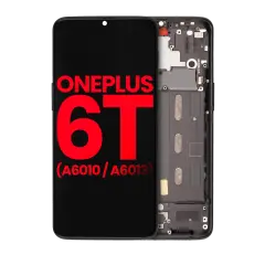 OLED Assembly With Frame Compatible For OnePlus 6T (A6010 / A6013) (Aftermarket Plus) (Midnight Black)