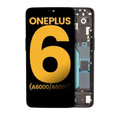 OLED Assembly With Frame Compatible For OnePlus 6 (A6000 / A6003) (Refurbished) (Mirror Black)