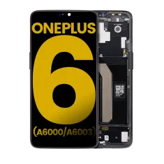 OLED Assembly With Frame Compatible For OnePlus 6 (A6000 / A6003) (Refurbished) (Midnight Black)