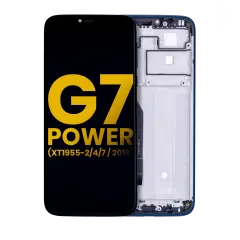LCD Assembly With Frame Compatible For Motorola Moto G7 Power (XT1955-2/4/7 / 2019) (International Version) (154MM) (Refurbished) (Marine Blue)