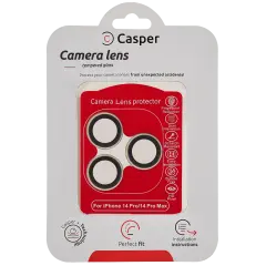 Casper Camera Lens Protector Compatible For iPhone 14 Pro / 14 Pro Max (Gold) (Clear)