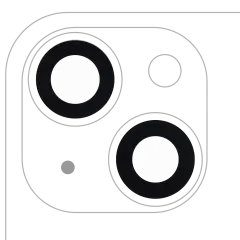 Back Camera Lens (Glass Only) With Adhesive For iPhone 14 / 14 Plus / 15 / 15 Plus (2 Piece Set) (10 Pack) (Premium) (Real Sapphire)