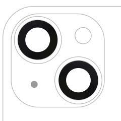 Back Camera Lens (Glass Only) With Adhesive For iPhone 14 / 14 Plus / 15 / 15 Plus (2 Piece Set) (Premium) (Real Sapphire)