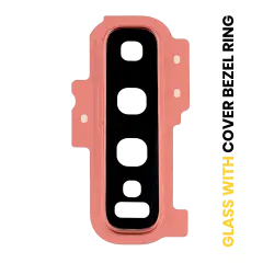 Back Camera Lens With Cover Bezel Ring Compatible For Samsung Galaxy S10 Plus (Pink)