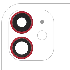 Back Camera Lens With Bracket  & Bezel For iPhone  11 ( 2 Piece) (Aftermarket Plus) (Red)